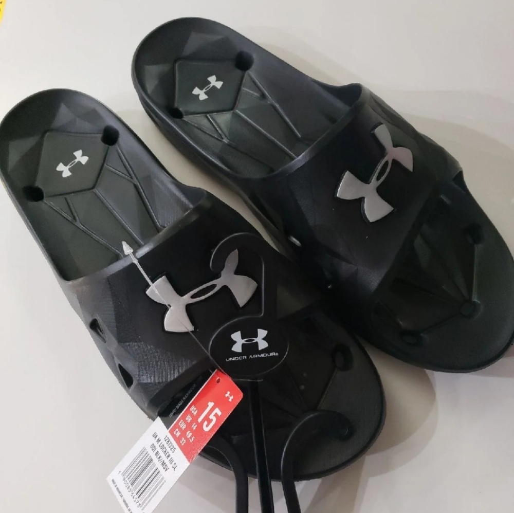 Mens Under Armour Size 15 Slides Sandals Black